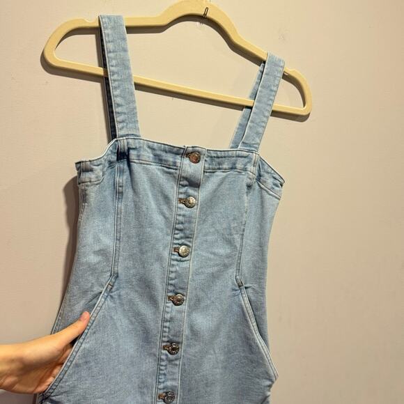 Club Monaco Denim Button Down Fitted Silhouette Vest Dress Pockets Stretch Sz 0 - Picture 8 of 15
